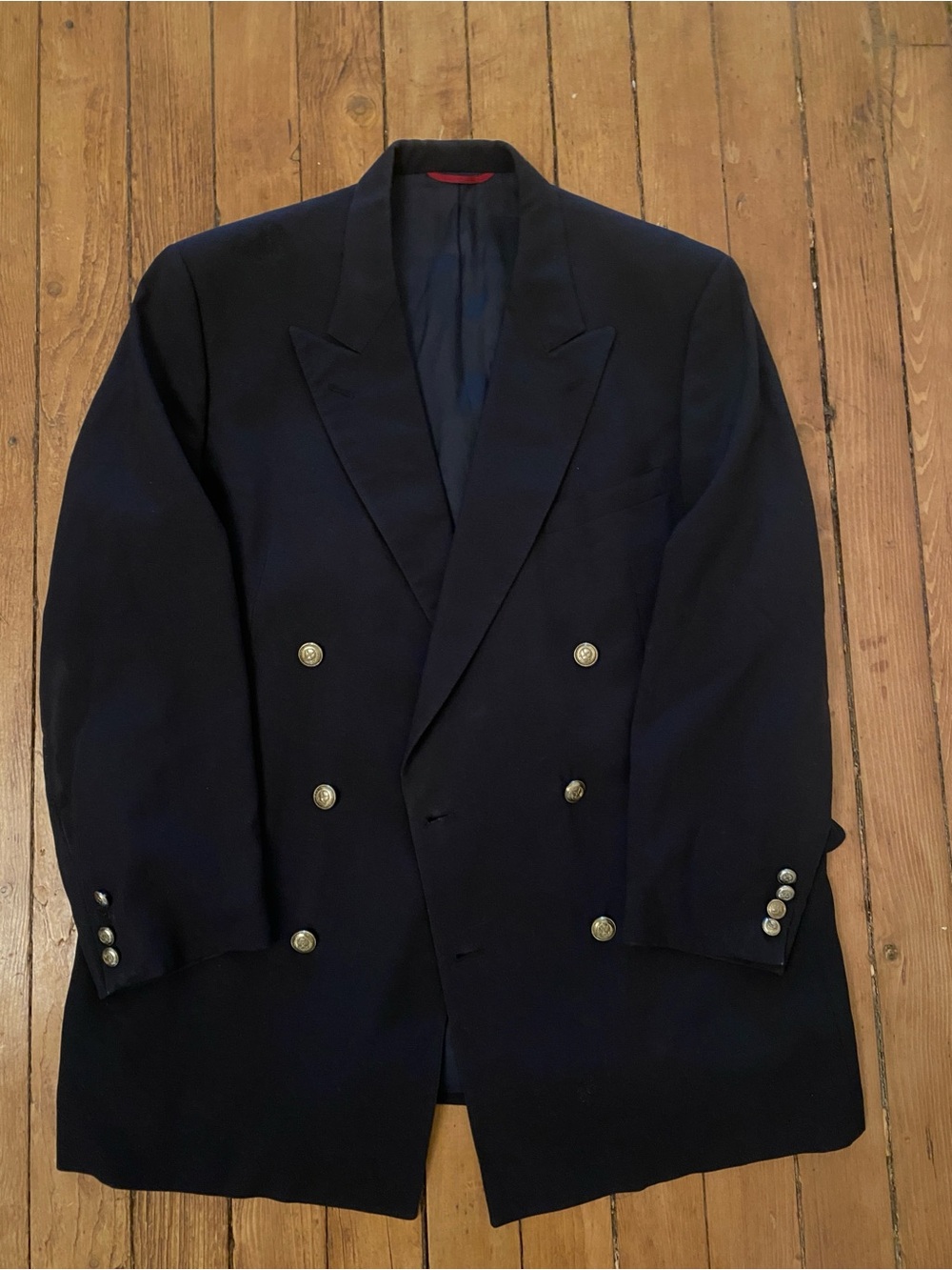Double-Breasted Navy Blazer with Gold Buttons Joseph A Bank 44S